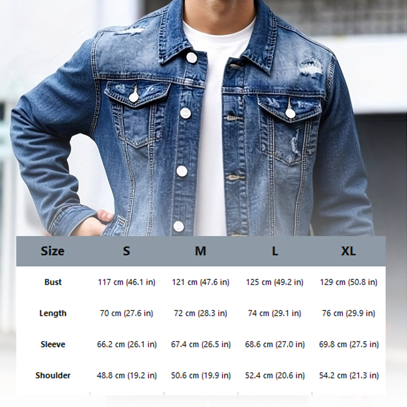 ✨ Timeless Denim Style | Men's Vintage-Wash Distressed Denim Jacket ⚡ Free Shipping