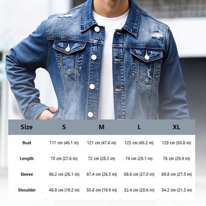 ✨ Timeless Denim Style | Men's Vintage-Wash Distressed Denim Jacket ⚡ Free Shipping