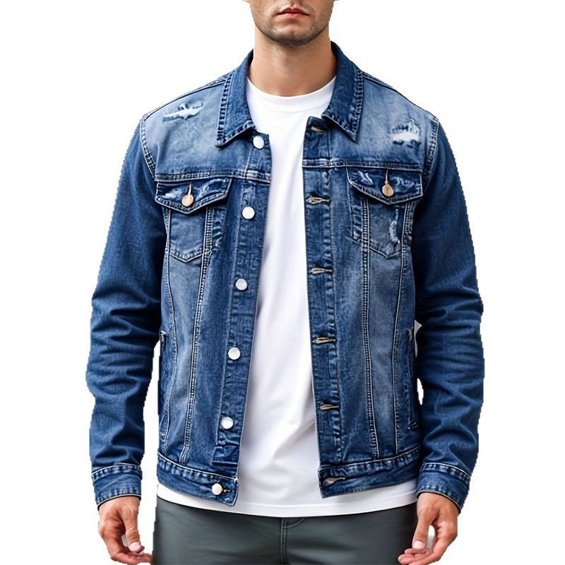 ✨ Timeless Denim Style | Men's Vintage-Wash Distressed Denim Jacket ⚡ Free Shipping
