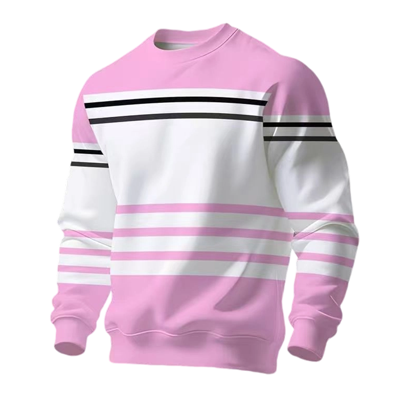 Men's Striped Colorblock Long Sleeve Sweatshirt