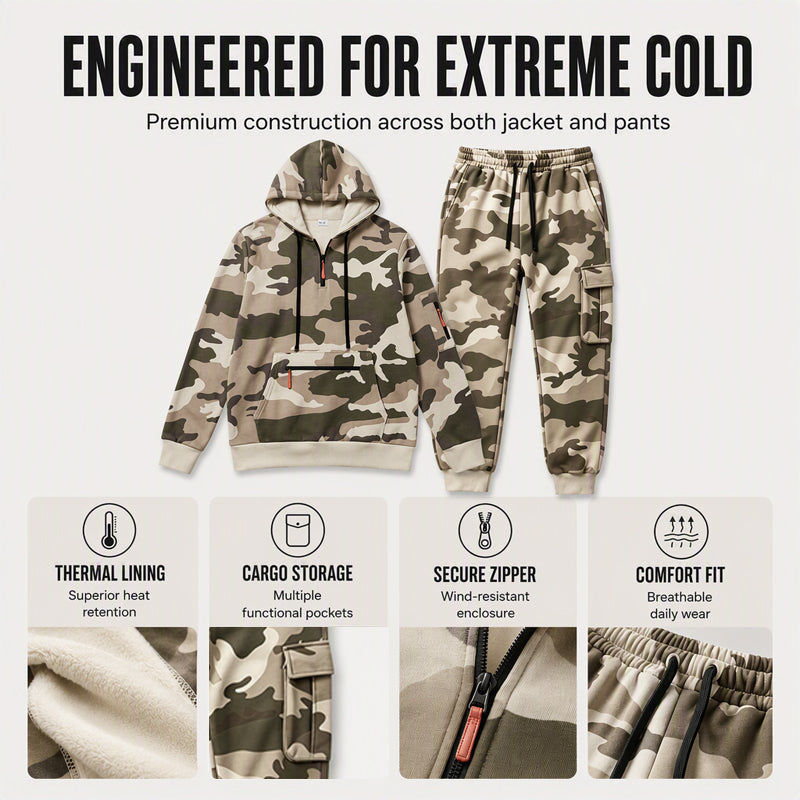 ❄️ Cold-Weather Comfort | Men's Camouflage Warm Hoodie & Pants Set ⚡ Free Shipping
