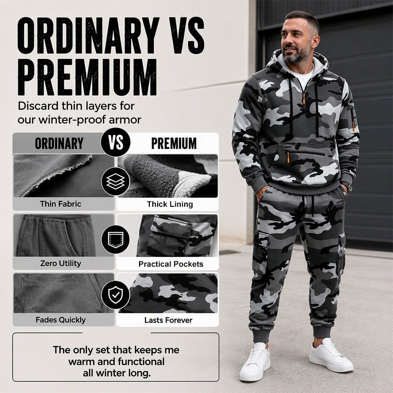 ❄️ Cold-Weather Comfort | Men's Camouflage Warm Hoodie & Pants Set ⚡ Free Shipping