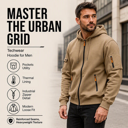 🍂 Practical Everyday Style | Men's Full-Zip Hooded Cargo Jacket ⚡