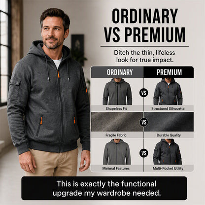 🍂 Practical Everyday Style | Men's Full-Zip Hooded Cargo Jacket ⚡