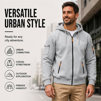 🍂 Practical Everyday Style | Men's Full-Zip Hooded Cargo Jacket ⚡