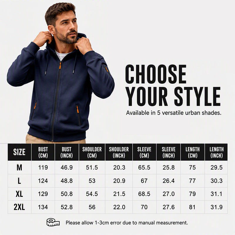 🍂 Practical Everyday Style | Men's Full-Zip Hooded Cargo Jacket ⚡