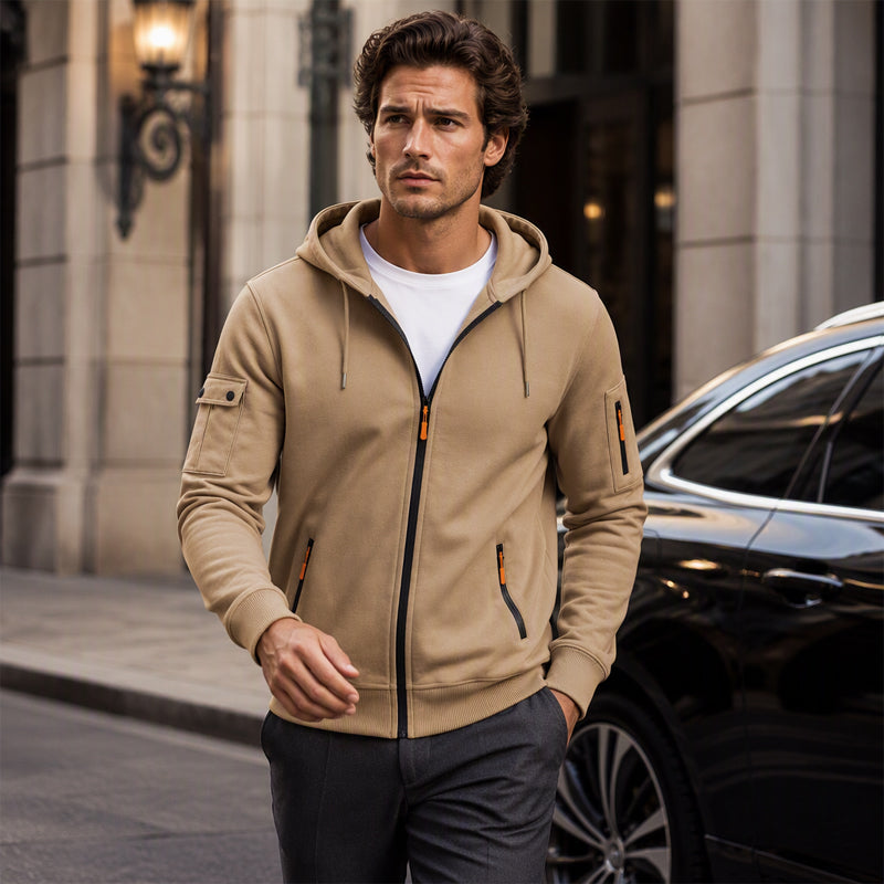 🍂 Practical Everyday Style | Men's Full-Zip Hooded Cargo Jacket ⚡