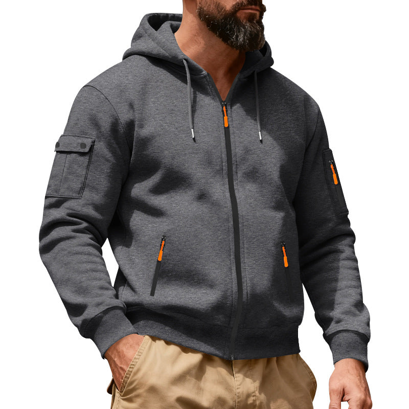 🍂 Practical Everyday Style | Men's Full-Zip Hooded Cargo Jacket ⚡