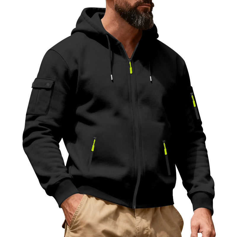 🍂 Practical Everyday Style | Men's Full-Zip Hooded Cargo Jacket ⚡