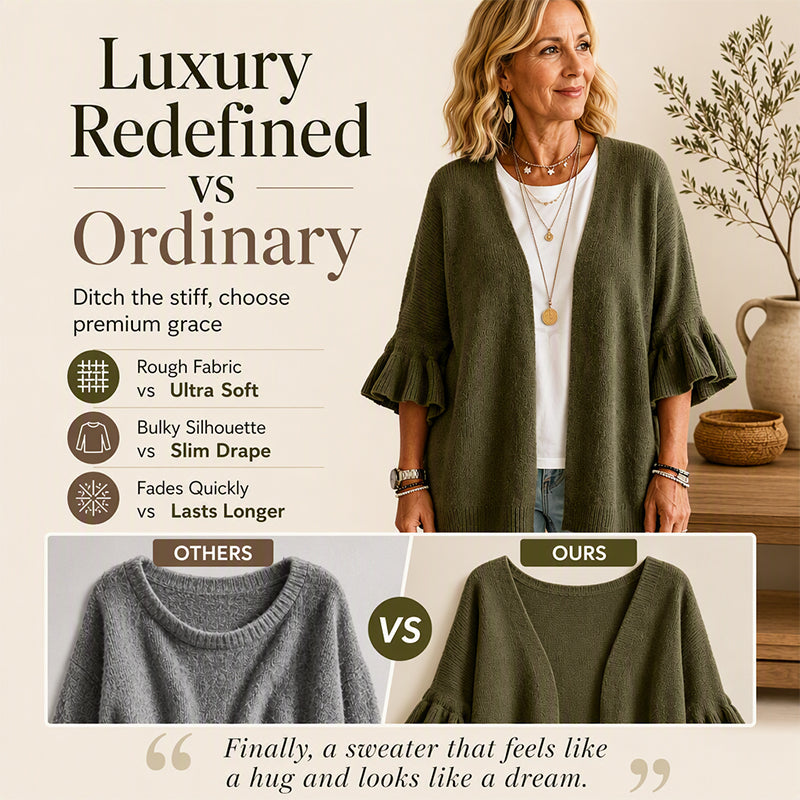🌸 Feminine Knit Style | Women's Ruffle-Sleeve Knit Cardigan