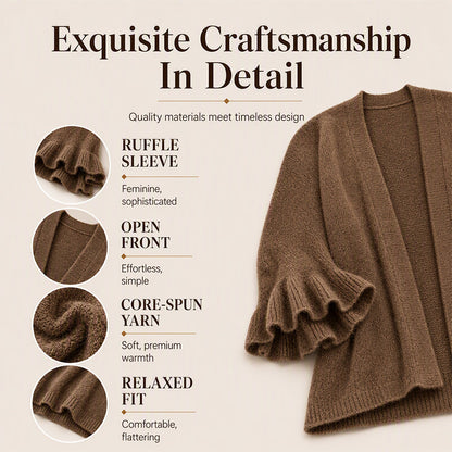 🌸 Feminine Knit Style | Women's Ruffle-Sleeve Knit Cardigan