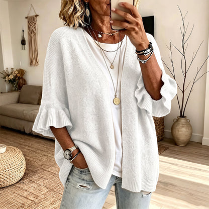 🌸 Feminine Knit Style | Women's Ruffle-Sleeve Knit Cardigan