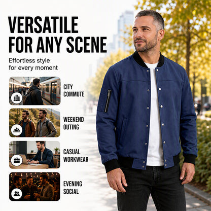 ✨ Timeless Texture | Men's Faux Suede Bomber Jacket