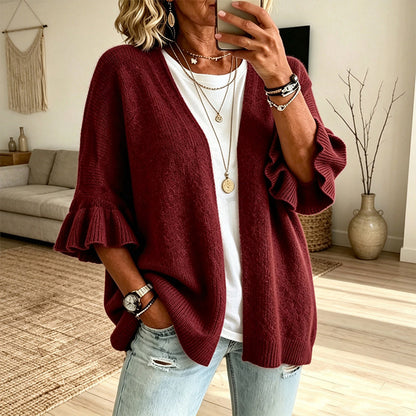 🌸 Feminine Knit Style | Women's Ruffle-Sleeve Knit Cardigan