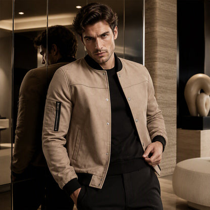 ✨ Timeless Texture | Men's Faux Suede Bomber Jacket