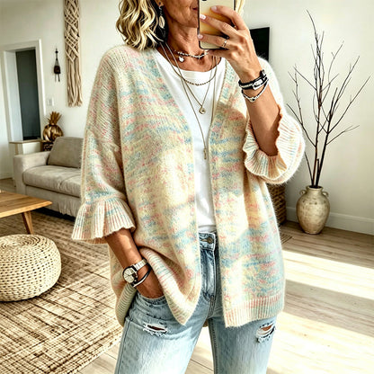 🌸 Feminine Knit Style | Women's Ruffle-Sleeve Knit Cardigan