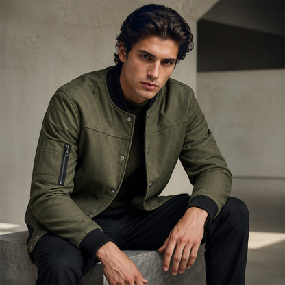 ✨ Timeless Texture | Men's Faux Suede Bomber Jacket