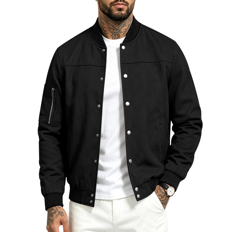 ✨ Timeless Texture | Men's Faux Suede Bomber Jacket