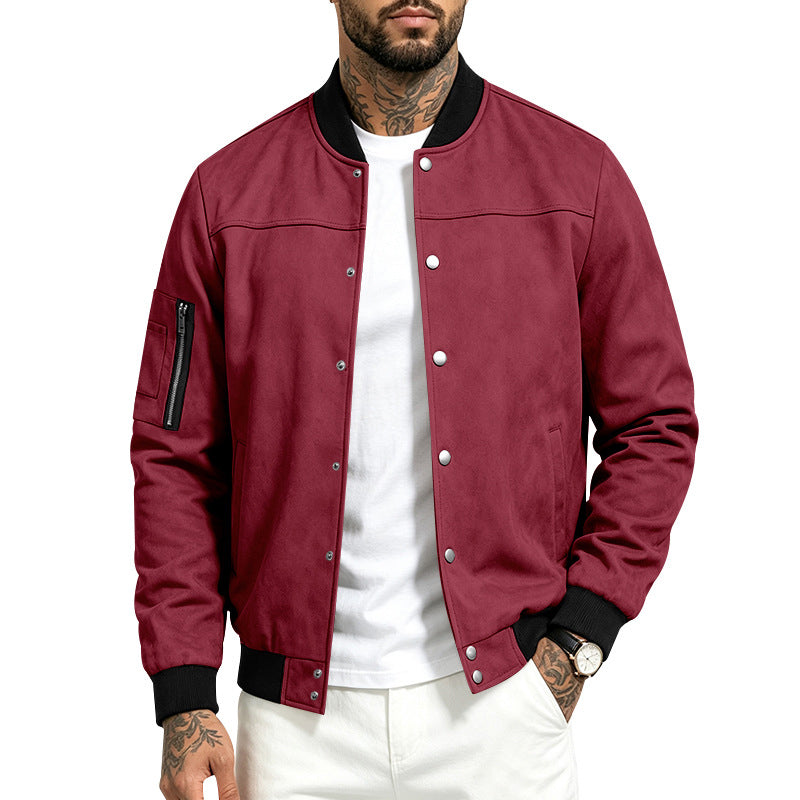 ✨ Timeless Texture | Men's Faux Suede Bomber Jacket