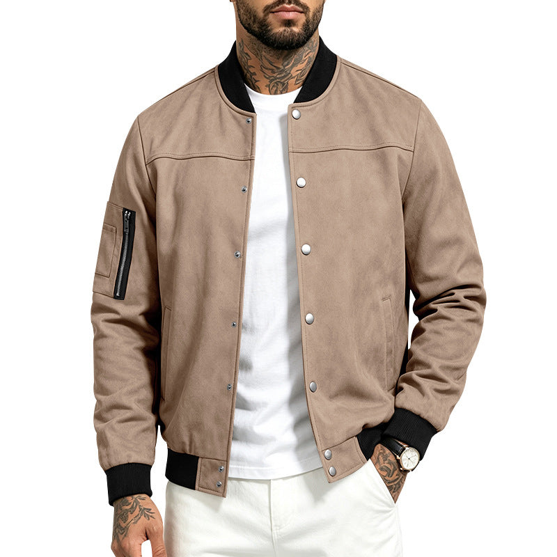 ✨ Timeless Texture | Men's Faux Suede Bomber Jacket