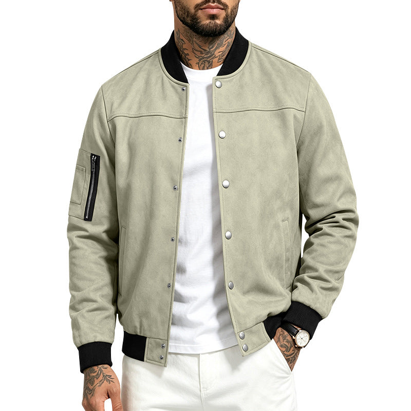 ✨ Timeless Texture | Men's Faux Suede Bomber Jacket
