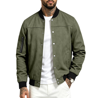 ✨ Timeless Texture | Men's Faux Suede Bomber Jacket