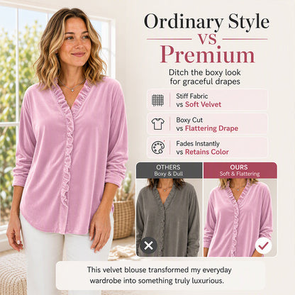 Women's Solid Color Ruffle Neck Blouse