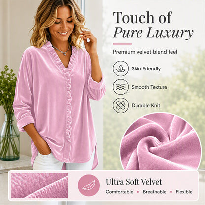 Women's Solid Color Ruffle Neck Blouse