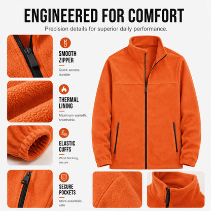 Men's Stand Collar Zip-Up Warm Jacket