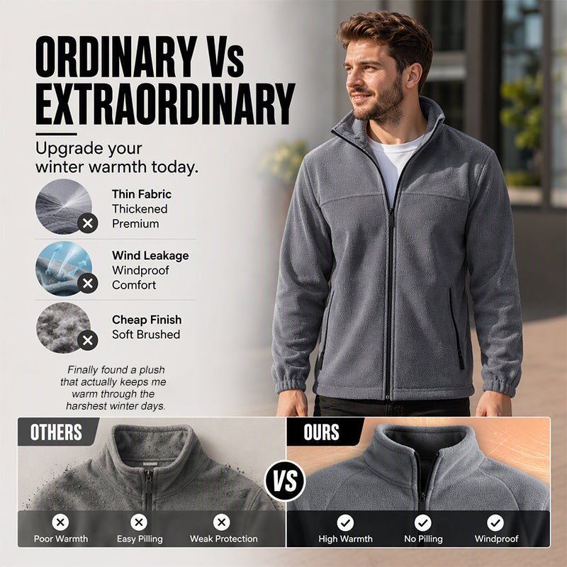 Men's Stand Collar Zip-Up Warm Jacket