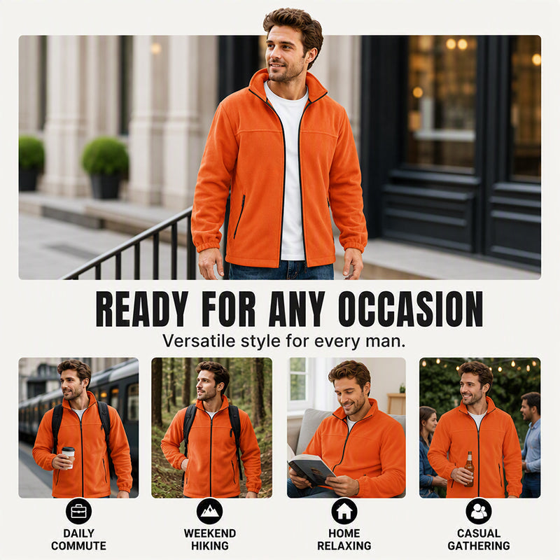 Men's Stand Collar Zip-Up Warm Jacket