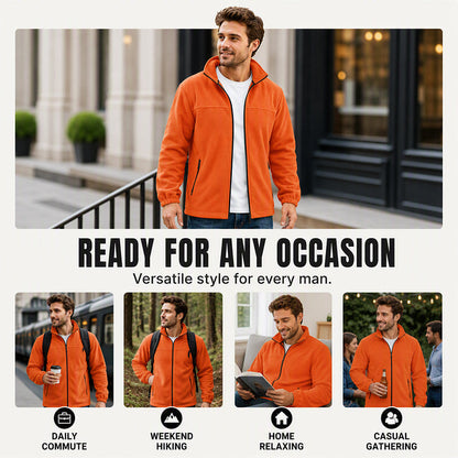 Men's Stand Collar Zip-Up Warm Jacket