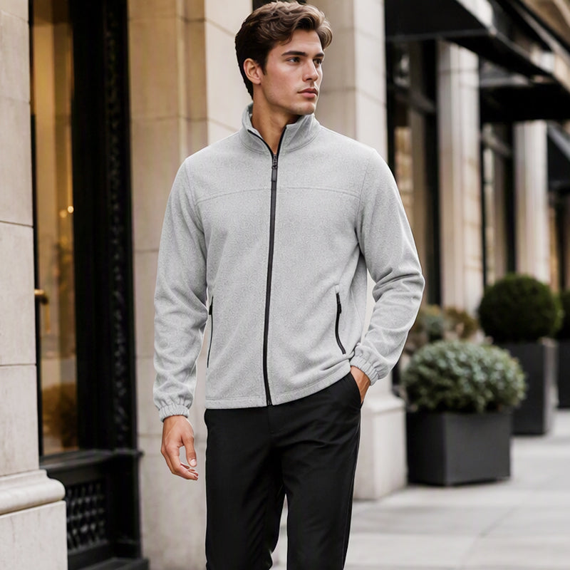 Men's Stand Collar Zip-Up Warm Jacket
