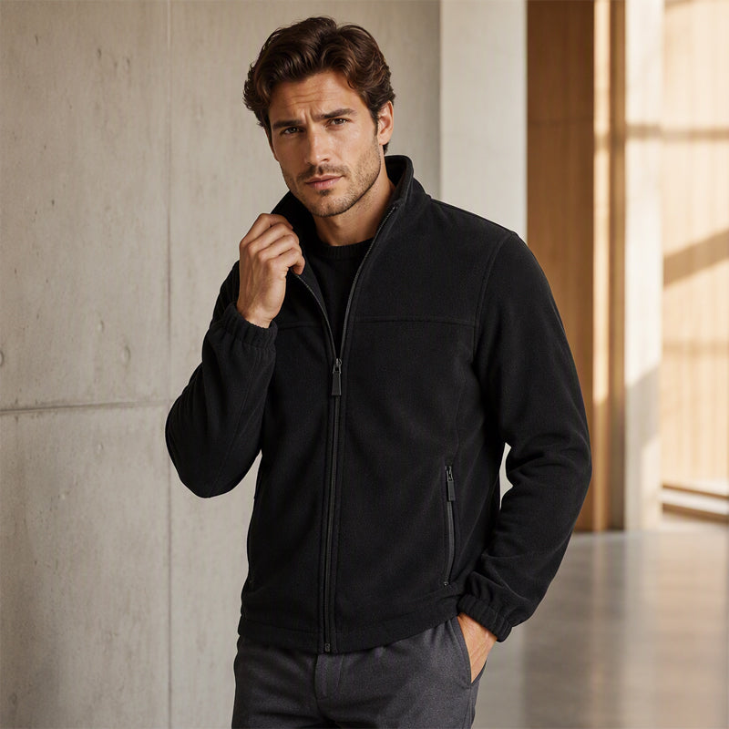 Men's Stand Collar Zip-Up Warm Jacket