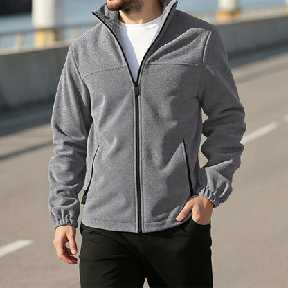 Men's Stand Collar Zip-Up Warm Jacket