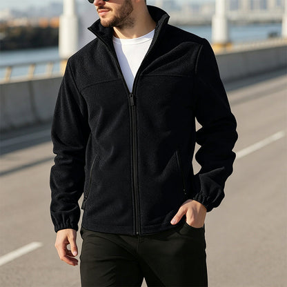 Men's Stand Collar Zip-Up Warm Jacket