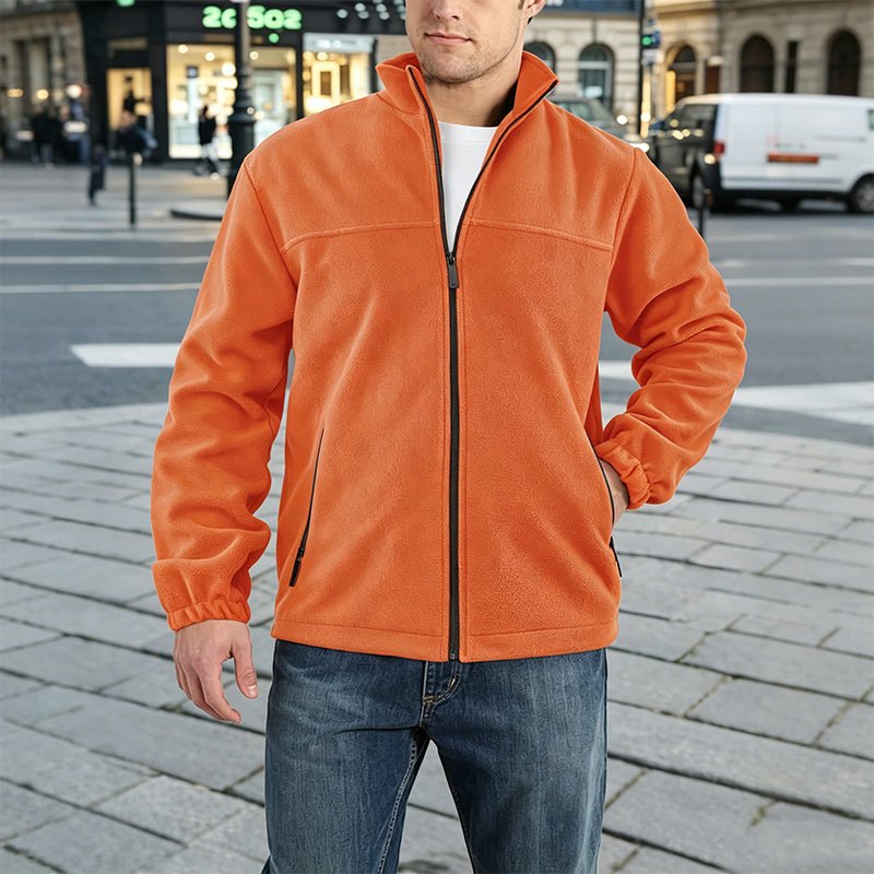 Men's Stand Collar Zip-Up Warm Jacket