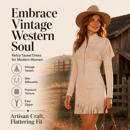 Women‘s Western Faux Suede Fringe Dress