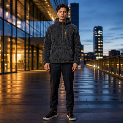 🧥 Corduroy Comfort, Cozy Coverage | Men's Hooded Fleece Zip Jacket ⚡