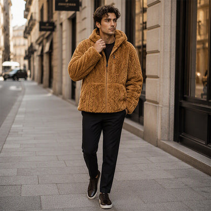 🧥 Corduroy Comfort, Cozy Coverage | Men's Hooded Fleece Zip Jacket ⚡