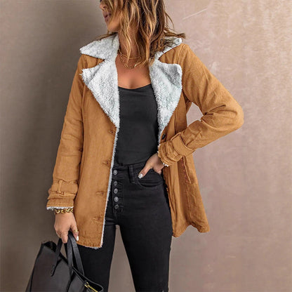 Women's Warm-Lined Lapel Collar Jacket