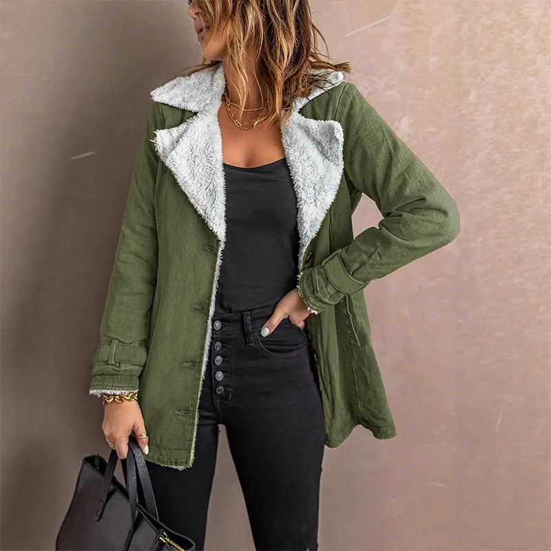 Women's Warm-Lined Lapel Collar Jacket
