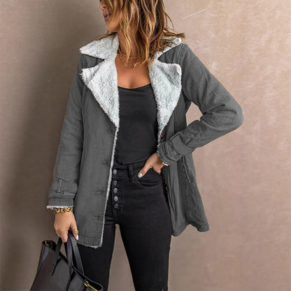 Women's Warm-Lined Lapel Collar Jacket