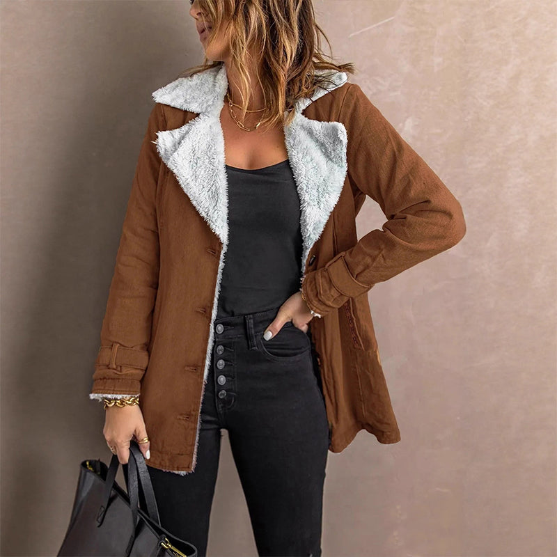 Women's Warm-Lined Lapel Collar Jacket