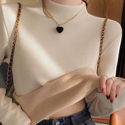 Women's Warm-Lined Mock Neck Fitted Top