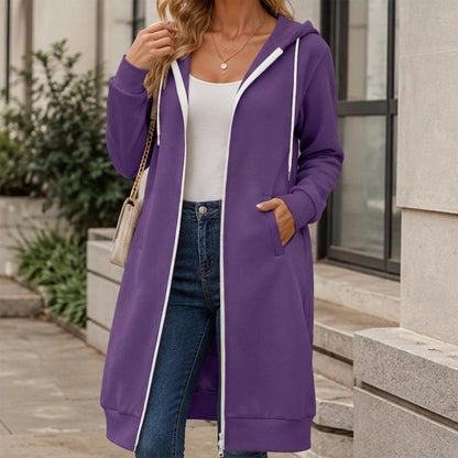 Women's Longline Zip Up Hooded Jacket