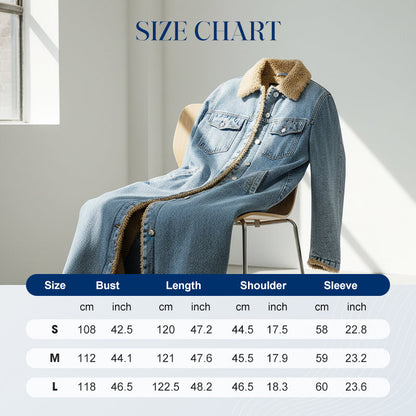 ⌛Limited-Time Offer 🛍️ Women's Warm Lined Long Denim Coat