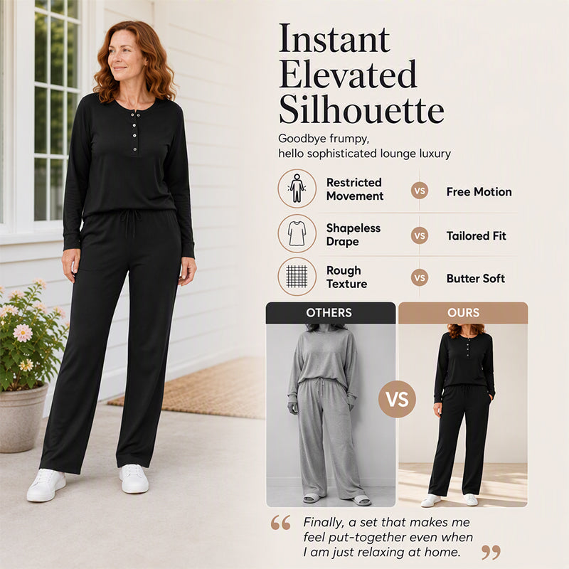 Women's Half-Button Sweatshirt & Sweatpants Set