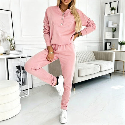 Women's Half-Button Sweatshirt & Sweatpants Set