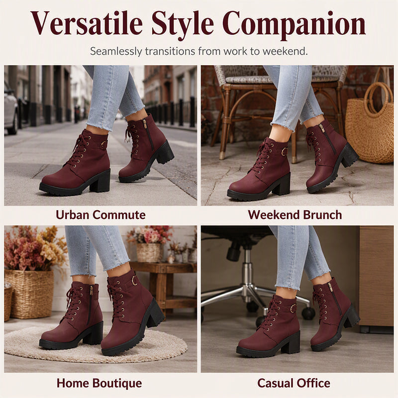 Women's Chunky Heel Platform Ankle Boots